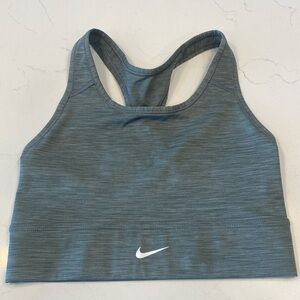 EUC Nike Swoosh Long Line Bra Medium Smoke Grey/White